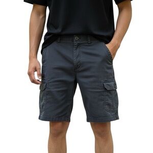 WEARFIRST Cargo Shorts Navy Blue Size 38 Flat Front Pockets Cotton Stretch